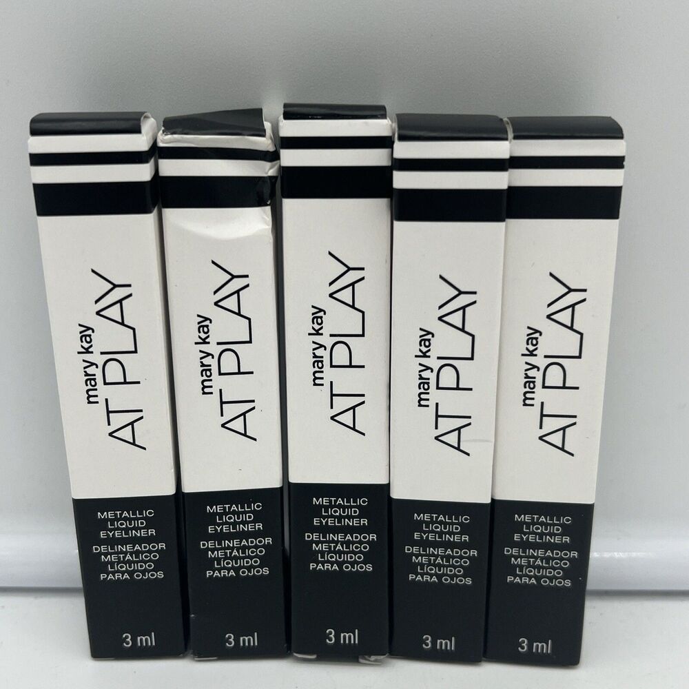 Lot Of 5 NIB Mary Kay At Play Metallic Liquid Eyeliner Silver #177981-Free Ship!